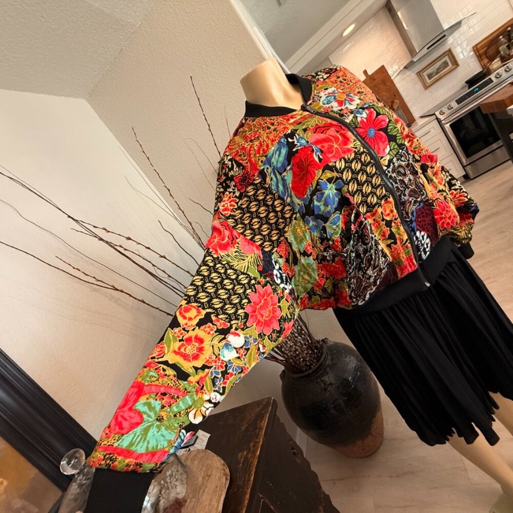 silence&noise COTTON Bomber Style w/ Deep Front Pockets Zip Front JACKET